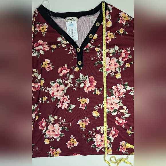 NWT Haptics by Holly Harper 3XL Maroon Floral Long Sleeve Top - Picture 8 of 9